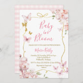 Roze Baby in Bloom Bloemuitnodiging Kaart (Voorkant / Achterkant)