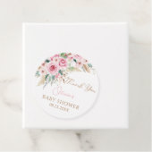 Roze Baby in Bloom Boho Bloemen Baby shower Bedankjes Labels (In situ)