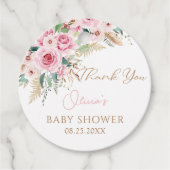 Roze Baby in Bloom Boho Bloemen Baby shower Bedankjes Labels (Voorkant)