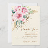 Roze Baby in Bloom Boho Bloemen Baby shower Bedankkaart (Voorkant)