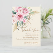 Roze Baby in Bloom Boho Bloemen Baby shower Bedankkaart (Staand voorkant)