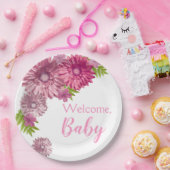 Roze Baby in Bloom Brunch Shower Papieren Bordje (Feest)