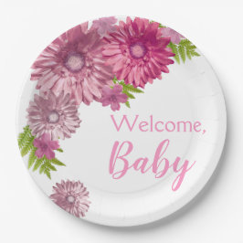 Roze Baby in Bloom Brunch Shower Papieren Bordje