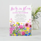 Roze Baby in Bloom Floral Baby shower Kaart (Staand voorkant)