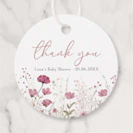 Roze Baby in Bloom Floral Wildflower Baby shower Bedankjes Labels