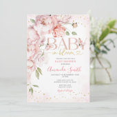 Roze Baby in Bloom Flowers Meisje Baby shower Kaart (Staand voorkant)