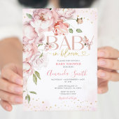 Roze Baby in Bloom Flowers Meisje Baby shower Kaart