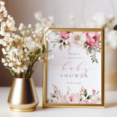 Roze Baby in Bloom Meisje Baby shower Welkomstbord Foto Afdruk