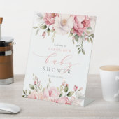 Roze Baby in Bloom Meisje Baby shower Welkomstbord Reclamebord Met Voetstuk (Insitu)