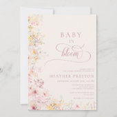 Roze Baby In Bloom QR Code Baby Shower Kaart (Voorkant)
