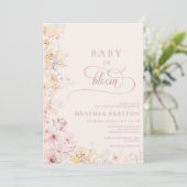 Roze Baby In Bloom QR Code Baby Shower Kaart (Staand voorkant)