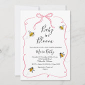 Roze Baby in Bloom Rustic Bee Daisy Invitation Kaart (Voorkant)