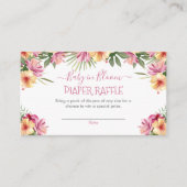 Roze Baby in Bloom Tropische Floral Diaper Raffle Informatiekaartje (Voorkant)