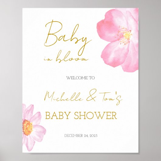 Roze Baby in Bloom WELCOME Poster (Voorkant)