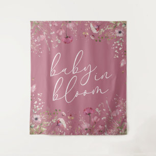 Roze Baby In Bloom Wildflower Baby Shower Wandkleed