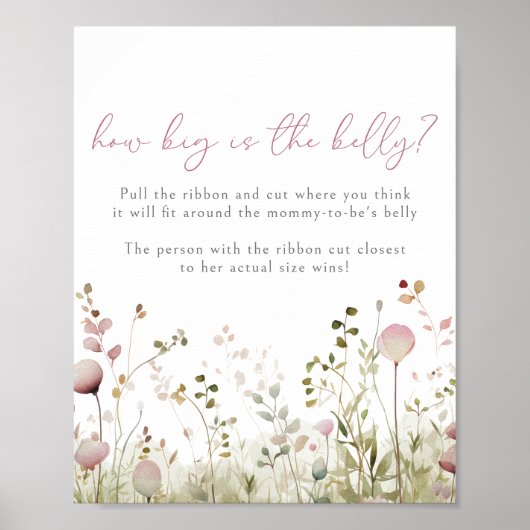 Roze Baby in Bloom Wildflower Belly Guessing spel Poster (Voorkant)