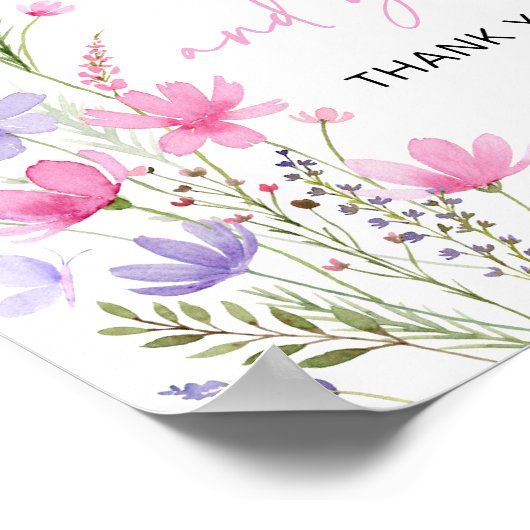 Roze Baby in Bloom Wildflower Boeken en Geschenken Poster (Hoek)