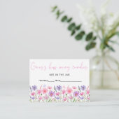 Roze Baby in Bloom Wildflower Raad Hoeveel Spel Informatiekaartje (Staand voorkant)