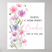 Roze Baby in Bloom Wildflower Raad Hoeveel Spel Poster (Voorkant)