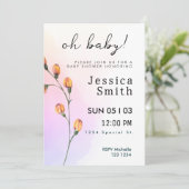 Roze Baby in het Baby shower Bloom nodigt uit Kaart (Staand voorkant)