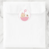 Roze Baby in paraplu Ronde Sticker (Tas)