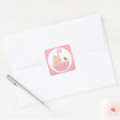 Roze Baby in paraplu Vierkante Sticker (Envelop)