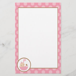 Roze Baby in Umbrella Baby shower Briefpapier