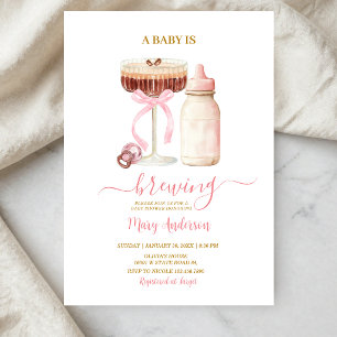 Roze Baby Is Brewing Melkfles Baby Shower Kaart