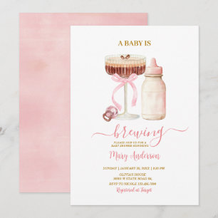 Roze Baby Is Brewing Melkfles Baby Shower Kaart
