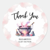 Roze Baby is Brouwen Baby shower Dank u Ronde Sticker (Voorkant)