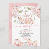 Roze Baby is het brouwen van Tea Pumpkin Herfst Ba Kaart (Voorkant / Achterkant)