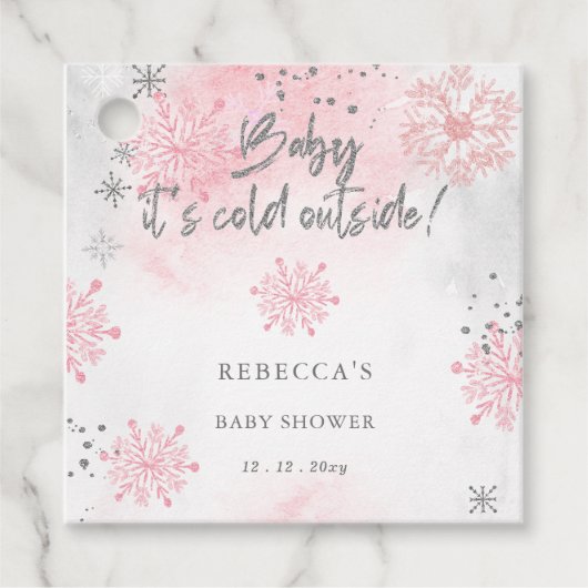 Roze Baby is koud buiten Baby shower Bedankjes Labels (Voorkant)