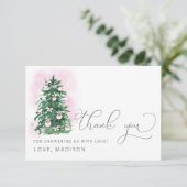 Roze baby is koud buiten baby shower bedankkaart (Staand voorkant)