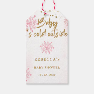 Roze Baby is koud buiten Baby shower Cadeaulabel