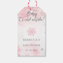 Roze Baby is koud buiten Baby shower Cadeaulabel