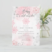 Roze Baby is koud buiten Baby shower Kaart (Staand voorkant)
