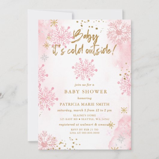 Roze Baby is koud buiten Baby shower Kaart (Voorkant)