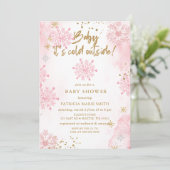 Roze Baby is koud buiten Baby shower Kaart (Staand voorkant)