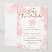Roze Baby is koud buiten Baby shower Kaart (Voorkant / Achterkant)