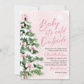 Roze Baby is koud buiten Baby shower uitnodiging (Voorkant)