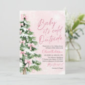 Roze Baby is koud buiten Baby shower uitnodiging (Staand voorkant)