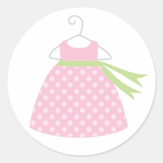 Roze Baby Jurk Baby shower Stickers (Voorkant)
