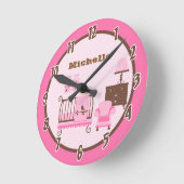 Roze Baby kamer gepersonaliseerde klok (Hoek)