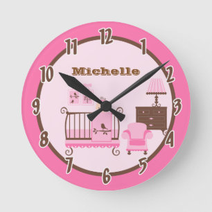 Roze Baby kamer gepersonaliseerde klok