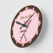 Roze Baby kamer gepersonaliseerde klok (Hoek)