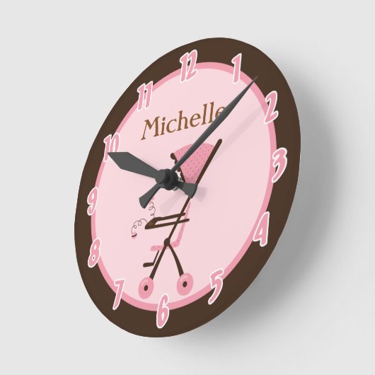 Roze Baby kamer gepersonaliseerde klok (Hoek)