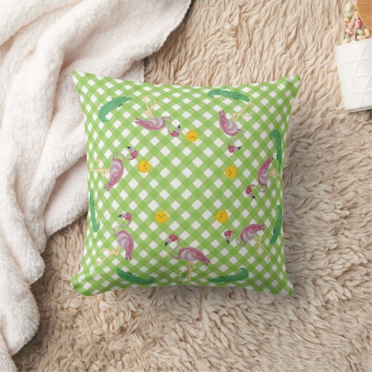 Roze Baby Kinder Flamingo Alligator Round Pillow Kussen (Deken)
