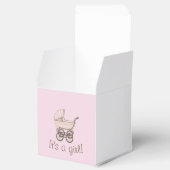 Roze baby kinderwagen gunstbox bedankdoosjes (Geopend)