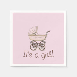 Roze baby kinderwagen servet meisje baby shower