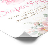 Roze Baby Kleding Bloemen Clothesline Luier Raffle Poster (Hoek)